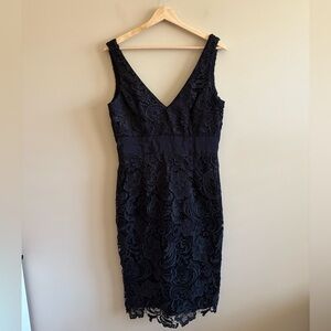 Adrianna Papell Navy Lace Midi Dress